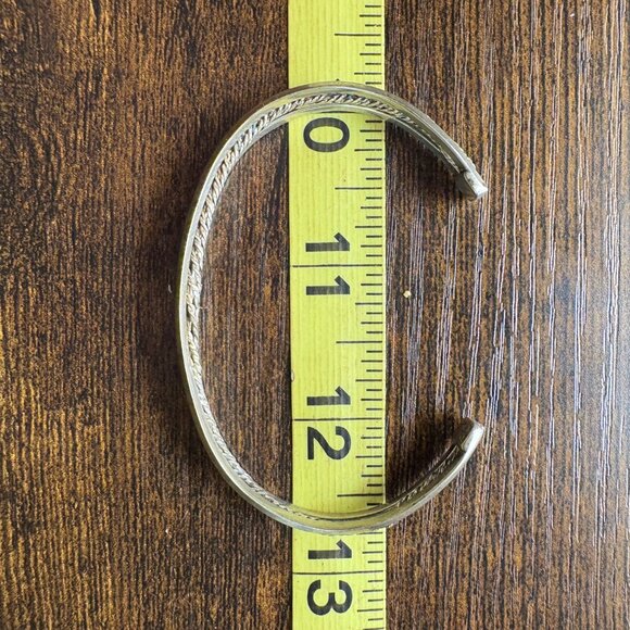 VTG Sterling Silver 925 Rope Textured Open Cuff Bangle Bracelet Size 7.5" Fit - Picture 10 of 10
